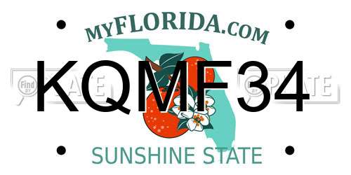 KQMF34 Florida License Plate