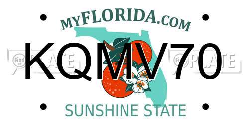 KQMV70 Florida License Plate