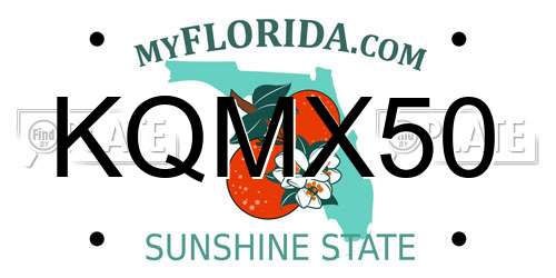 KQMX50 Florida License Plate