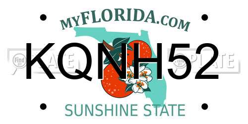 KQNH52 Florida License Plate