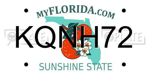 KQNH72 Florida License Plate