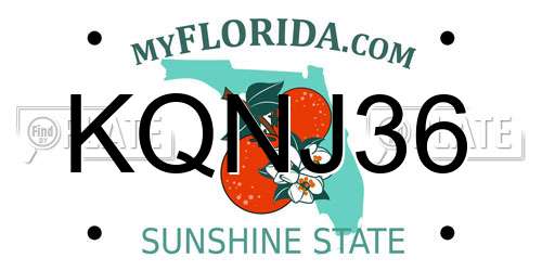 KQNJ36 Florida License Plate
