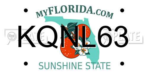 KQNL63 Florida License Plate