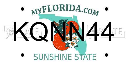 KQNN44 Florida License Plate