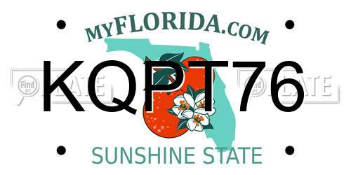KQPT76 Florida License Plate