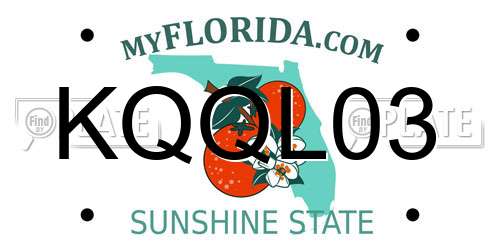 KQQL03 Florida License Plate