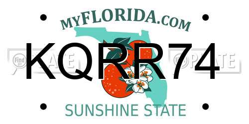 KQRR74 Florida License Plate