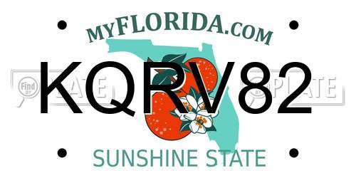 KQRV82 Florida License Plate