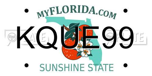 KQUE99 Florida License Plate