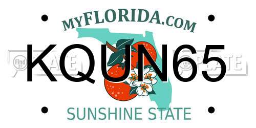 KQUN65 Florida License Plate