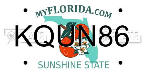KQUN86 Florida License Plate