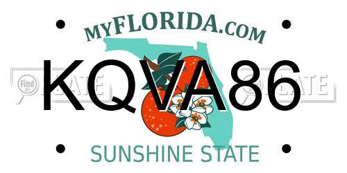 KQVA86 Florida License Plate
