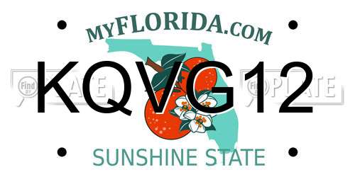 KQVG12 Florida License Plate