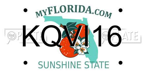 KQVI16 Florida License Plate