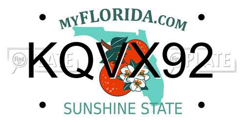 KQVX92 Florida License Plate