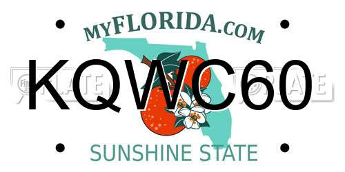 KQWC60 Florida License Plate
