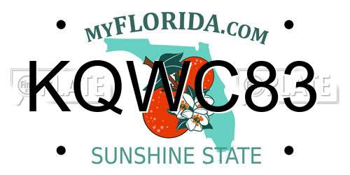 KQWC83 Florida License Plate