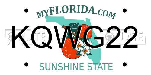 KQWG22 Florida License Plate