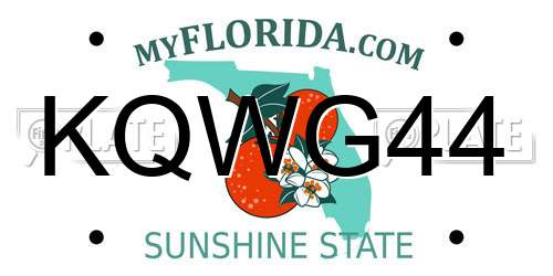 KQWG44 Florida License Plate