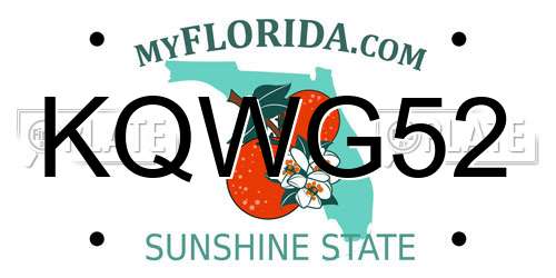 KQWG52 Florida License Plate