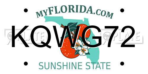 KQWG72 Florida License Plate