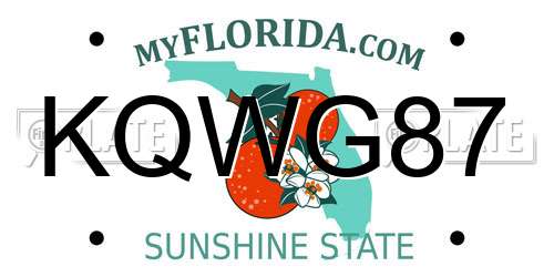 KQWG87 Florida License Plate