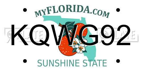 KQWG92 Florida License Plate