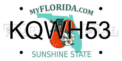 KQWH53 Florida License Plate