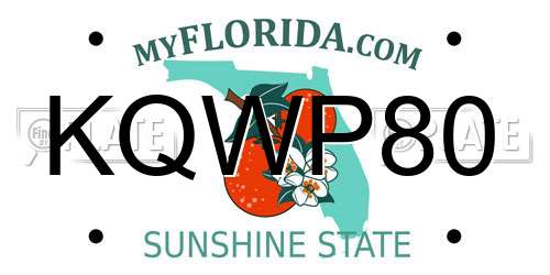 KQWP80 Florida License Plate