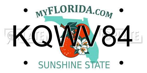 KQWV84 Florida License Plate
