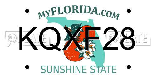 KQXF28 Florida License Plate