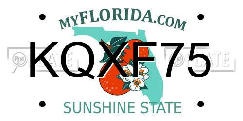 KQXF75 Florida License Plate
