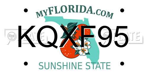 KQXF95 Florida License Plate