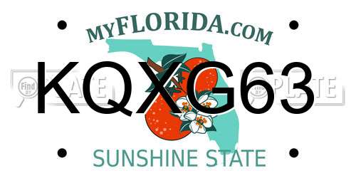 KQXG63 Florida License Plate
