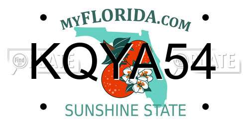 KQYA54 Florida License Plate