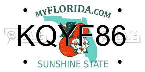 KQYF86 Florida License Plate