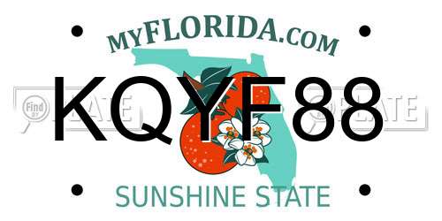 KQYF88 Florida License Plate
