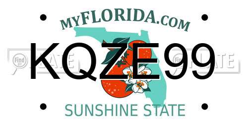 KQZE99 Florida License Plate