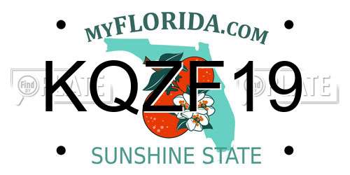 KQZF19 Florida License Plate