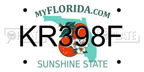 KR398F Florida License Plate