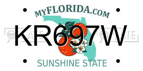 KR697W Florida License Plate