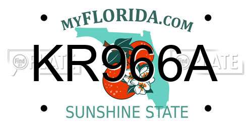 KR966A Florida License Plate