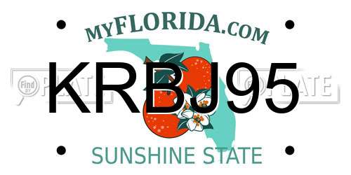 KRBJ95 Florida License Plate