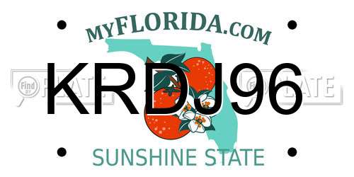 KRDJ96 Florida License Plate