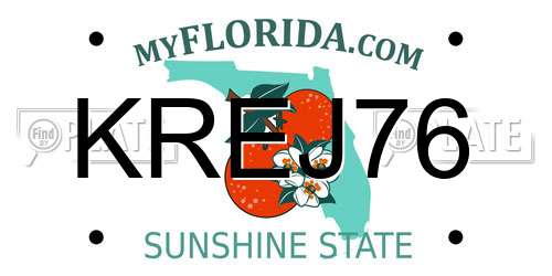 KREJ76 Florida License Plate