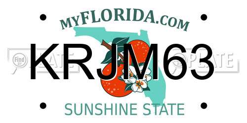 KRJM63 Florida License Plate