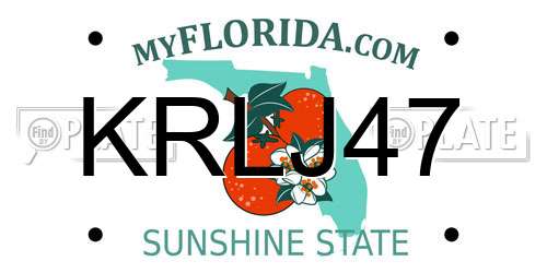 KRLJ47 Florida License Plate