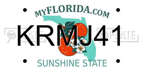 KRMJ41 Florida License Plate