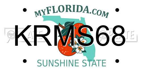 KRMS68 Florida License Plate