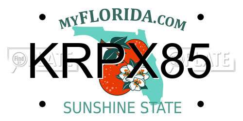 KRPX85 Florida License Plate